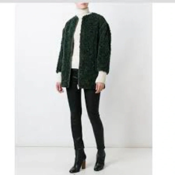 Isabel Marant Jackets & Blazers - Isabel Marant Etoile Dark Green Faux Fur Zip-Up Jacket SZ-42